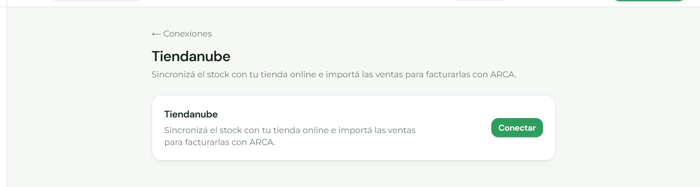 Pantalla de una plataforma sin conectar, con el botón Conectar