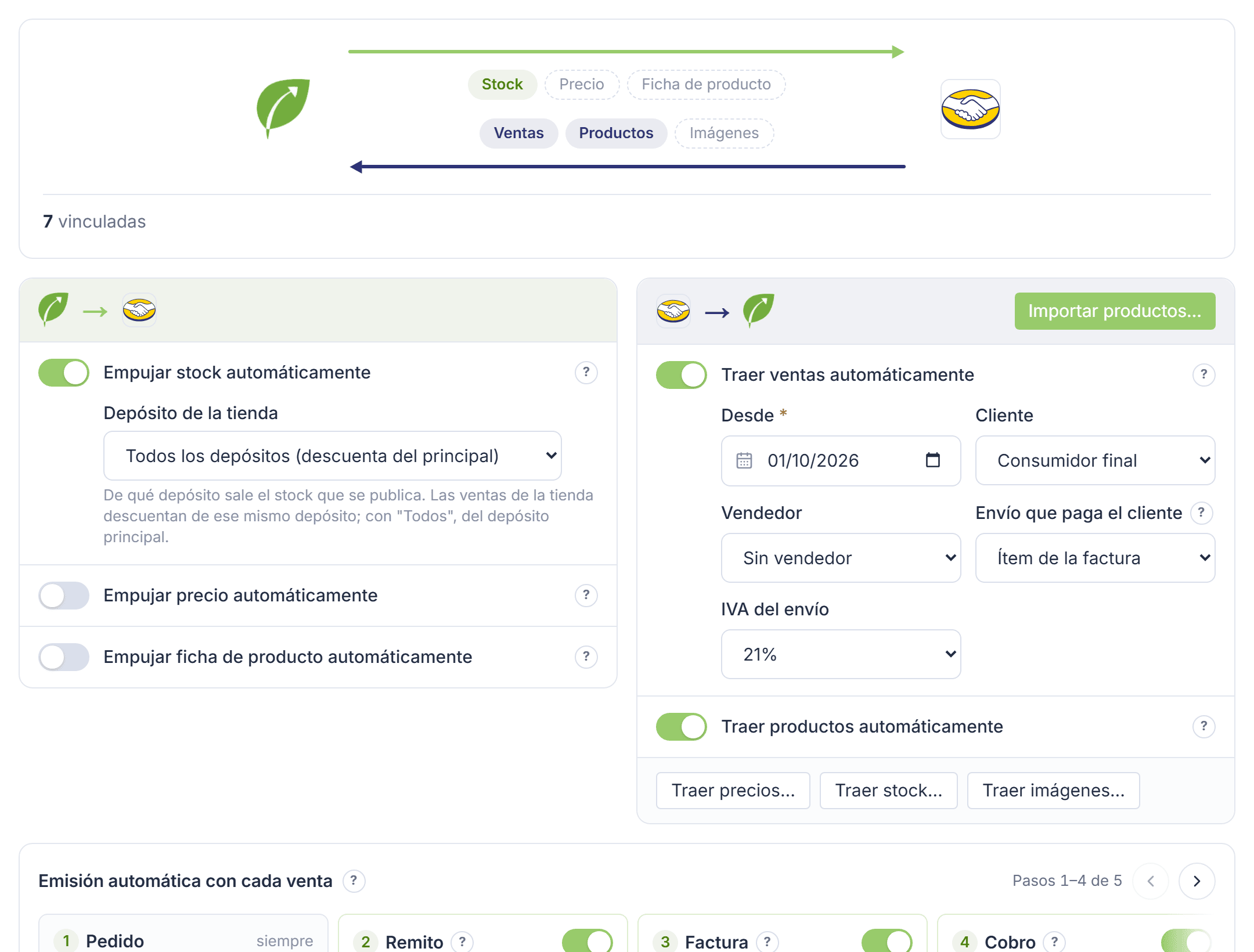 Panel de Mercado Libre en Tilo: qué viaja en cada sentido, sus ajustes y la emisión automática